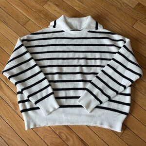 Mango Striped Collared Knit Sweater